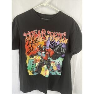 OPTIMUS PRIME TRANSFORMERS T-SHIRT black red BIG LOGO 90s graffiti retro Large